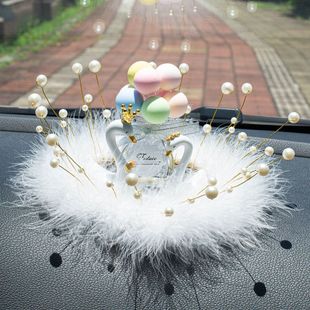 饰香水座用品中控台装 女神可爱车上创意天鹅汽车载摆件车内装 饰女