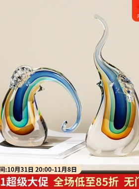 高档琉璃艺术摆轻奢件抽象现代客厅样板间玄关桌面电视柜书房摆设