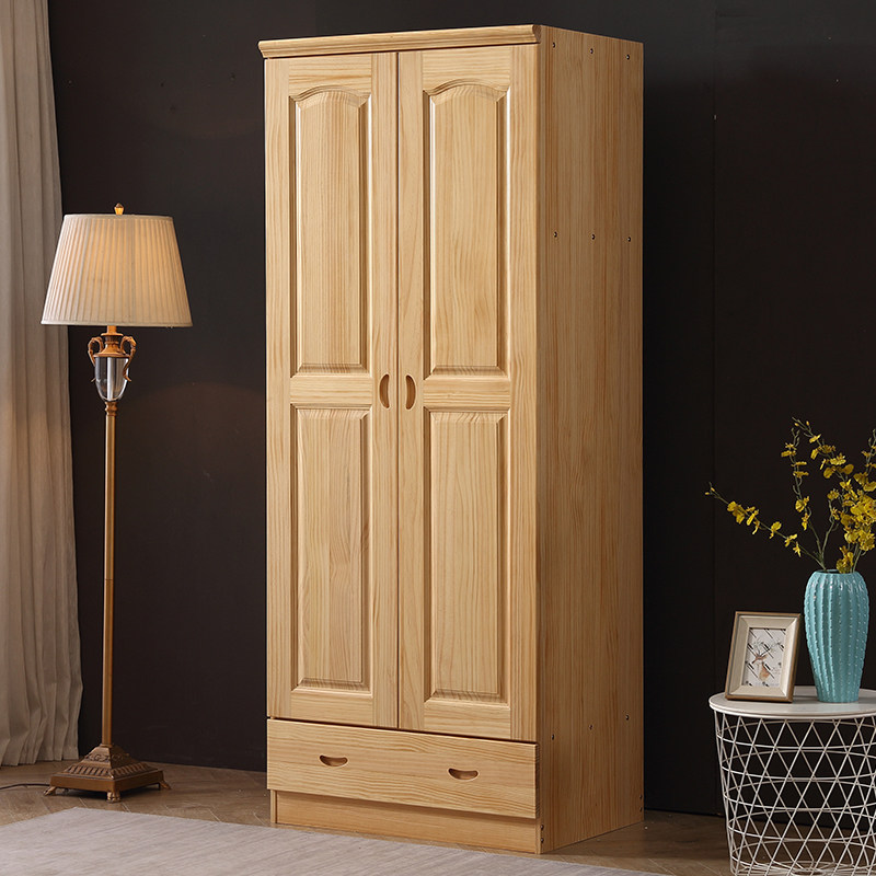 全实木松木衣柜平开门原木三门五门收纳大衣橱儿童成人卧室家具