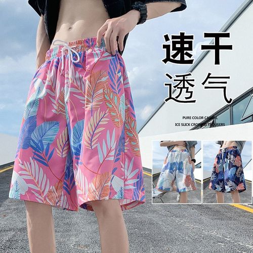 沙滩短裤男夏季薄款速干泳裤潮流印花大裤衩宽松睡裤休闲五分裤子