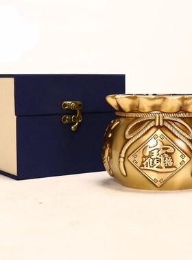 电商直供 钱袋子 拉丝钱袋子 黄色钱袋J子 送礼 礼品装饰品摆件