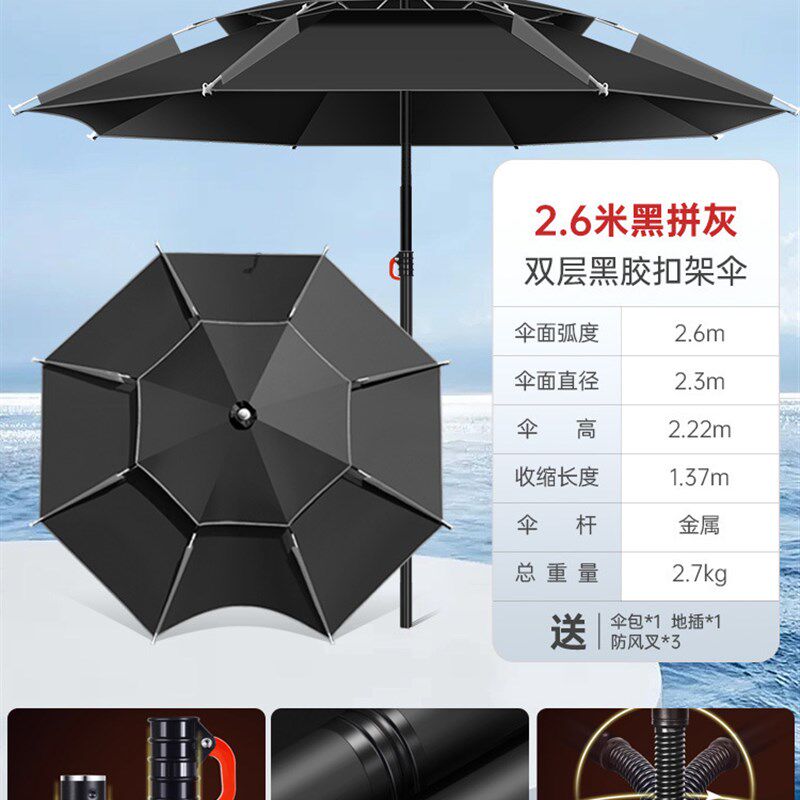 2024新款钓鱼伞户外专用拐杖大钓伞防暴雨加厚防晒防雨垂钓遮阳伞