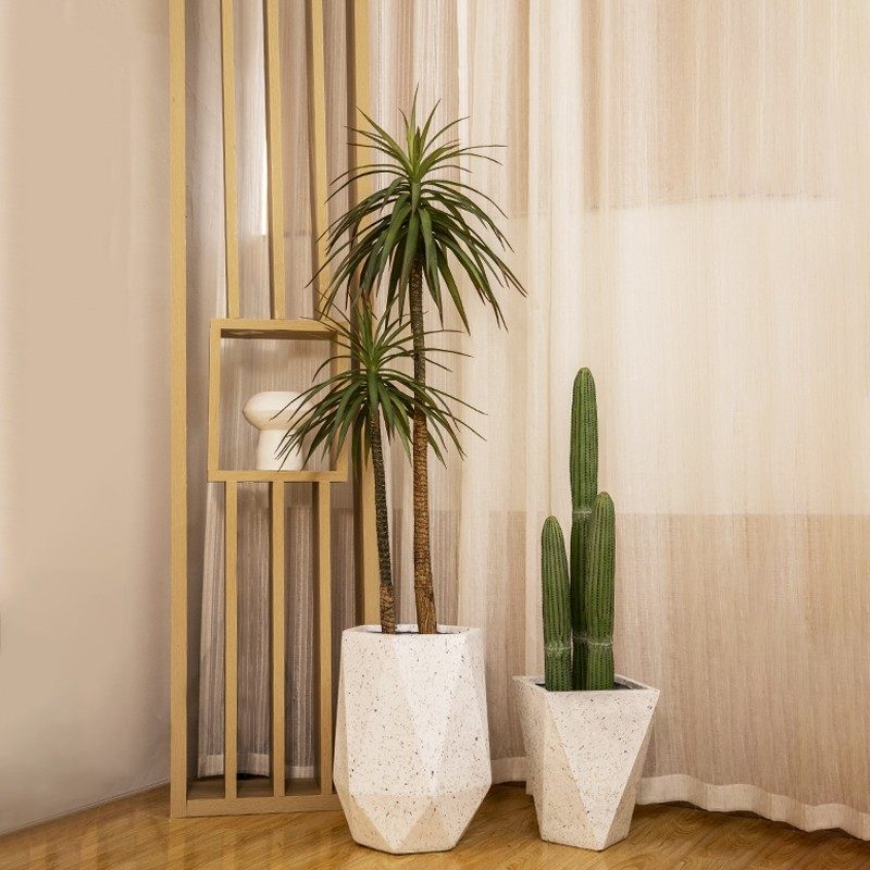 森空间创意大花盆简约方形菱形麻绳盆植物大型室内落地绿植盆摆件