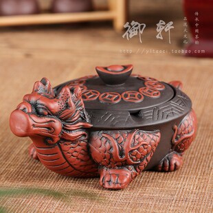 紫砂茶具配件复古烟灰缸带盖陶瓷煙灰缸创意中式客厅酒店家用烟缸