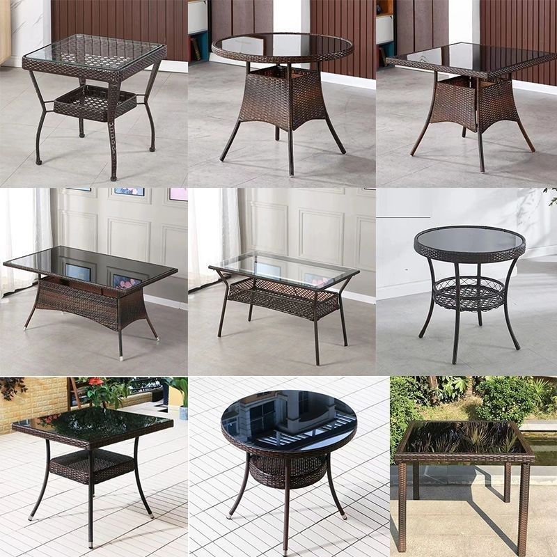 藤编茶桌简约茶台阳台藤椅茶几户外桌子休闲餐桌整装玻璃圆桌方桌,住宅家具,茶几,淘宝优惠券,粉丝福利购,淘宝优惠卷