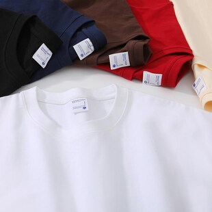 300克重磅双纱纯棉T恤定制短袖精梳棉落肩男女300g体恤上衣打底衫