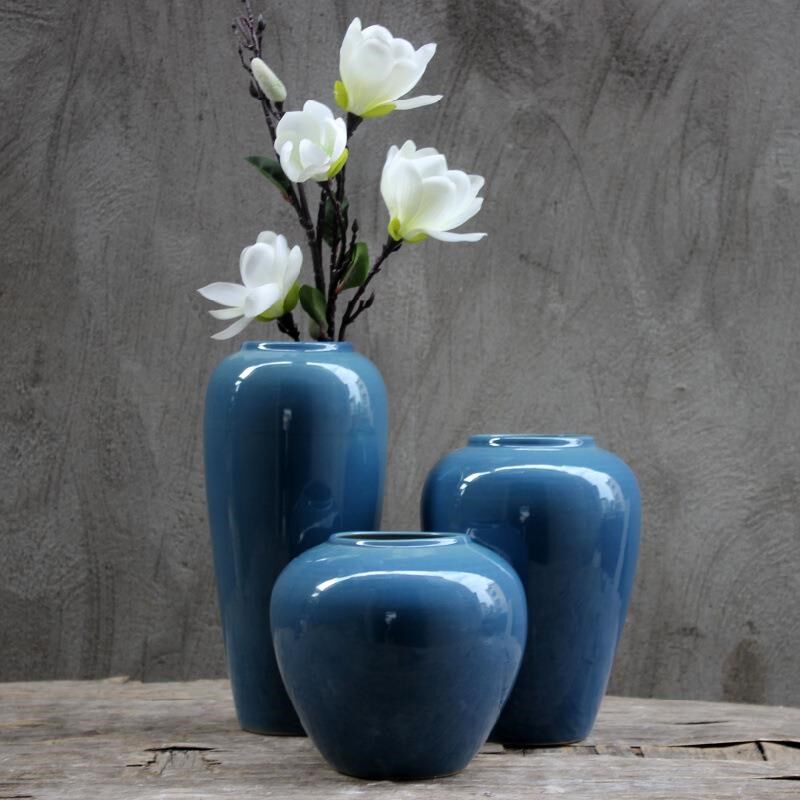欧式简约创意陶瓷花盆插花器客厅样板房酒店摆件软装饰花瓶工艺品