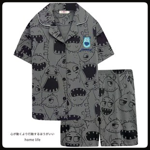 蓝毛怪苏利文睡衣男女生短袖夏季2025新款卡通可爱情侣家居服夏天