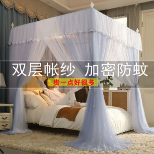 蚊帐家用2024新款 双层帐纱卧室1米8m床150x200落地三开门宫廷纹账