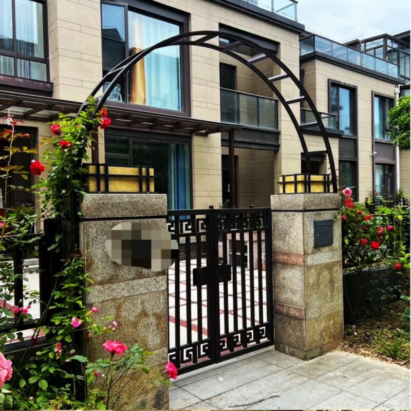 铁艺拱门花架大门爬藤架别墅拱门架子庭院门柱拱形花架定做门头