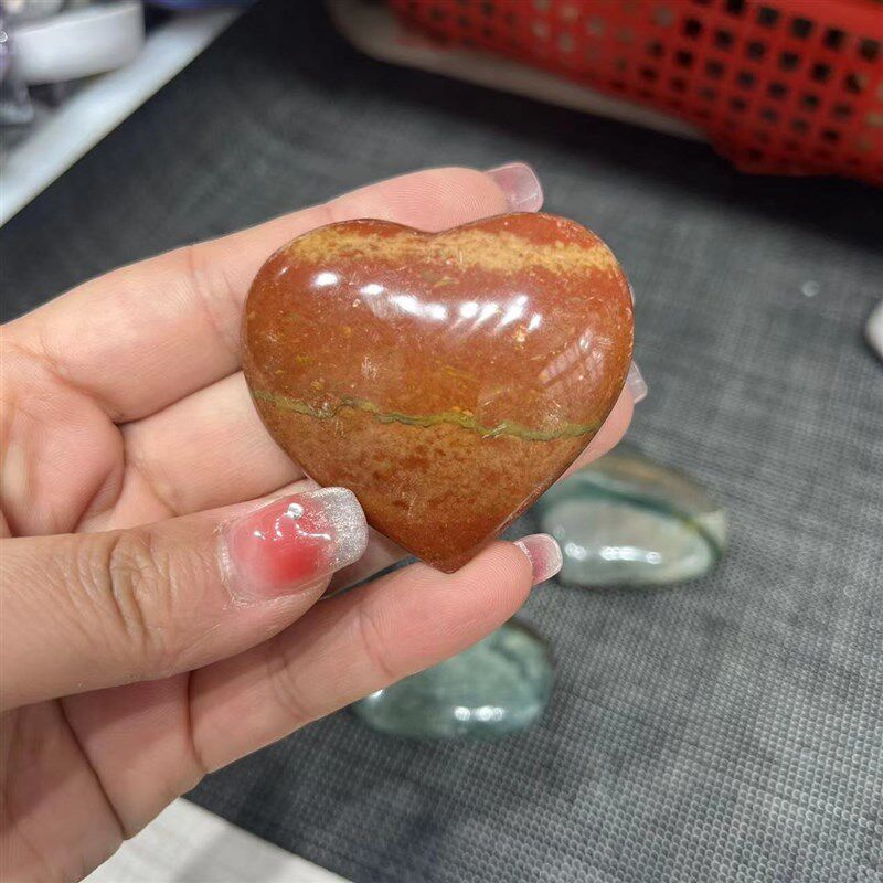 厂家天然海洋碧玉爱心水晶心形手把件居家办公小摆件装饰礼物