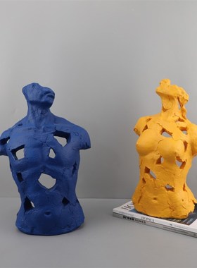 北欧创意镂空半身人物雕塑摆件客厅玄关样板间家居手工艺术装饰品