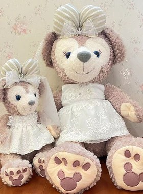 M号雪丽玫婚纱衣服着替80cm饼饼可琦安大号毛绒公仔娃衣背带裤