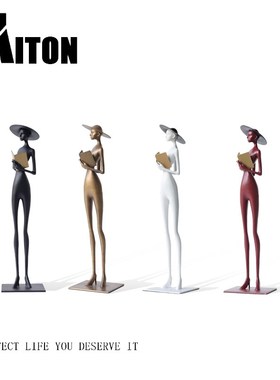 轻奢装饰柜摆件玄关高级感装饰品酒柜电视柜竖高长型艺术人物雕塑