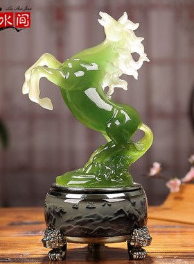 水晶马摆件工艺品马到成功家居客厅办公室创意装饰品办公桌小摆设