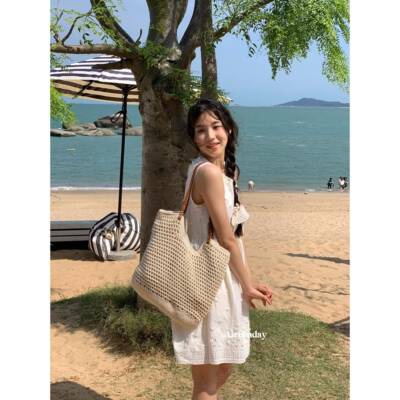 Greenday度假风编织包2024夏季新款简约百搭沙滩包大容量草编包女