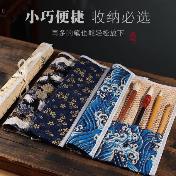笔帘宫廷风毛笔帘卷笔袋书法卷古风国画毛笔字收纳帘大号文房四