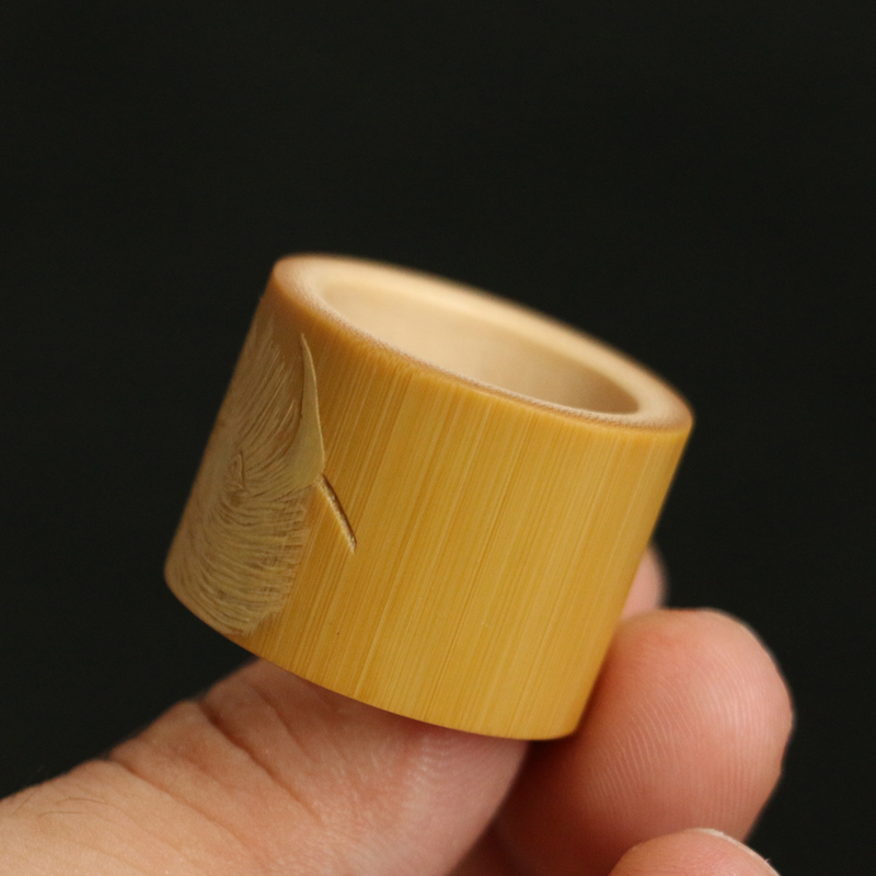 老玉竹非遗手工留青雕刻钟馗扳指手把件把玩竹雕工艺品文玩