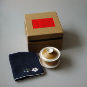 成都非遗手工竹丝扣瓷茶杯瓷胎竹编盖碗功夫茶具非遗特色三才盖碗