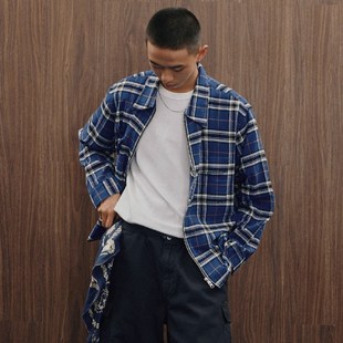 SPTF 格纹衬衫 AW24 拉链 做旧磨损细节 SUPERTOFU