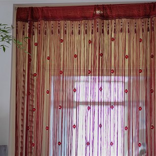 婚庆酒红色可加密流苏线帘门帘隔断帘玄关过道挂帘橱窗背景防蚊帘