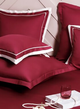 红色喜庆抱枕套婚庆沙发结婚房压牀娃娃上一对65x65cm大靠枕喜字