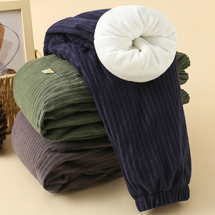 儿童加绒加厚裤子秋冬季男童三层加棉灯芯绒女童一条过冬外穿棉裤