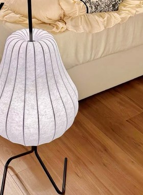 蚕丝梨子落地灯侘寂风复古网红中古奶油风卧室客厅落地灯沙发旁边