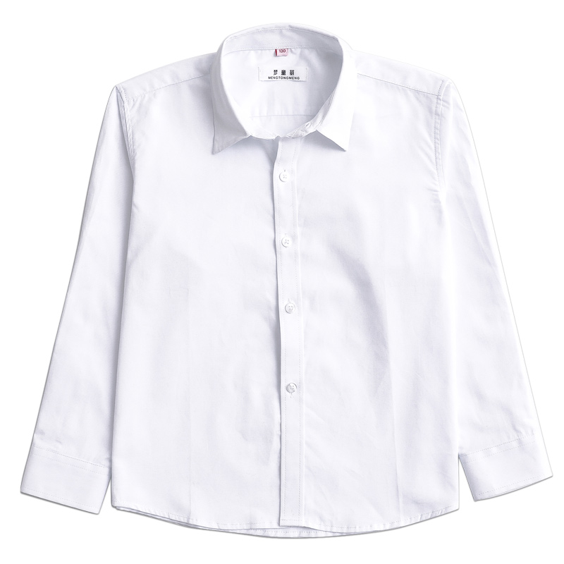 胖童白衬衫长袖纯棉春秋男童加肥加大码宽松版大童小学生校服衬衣
