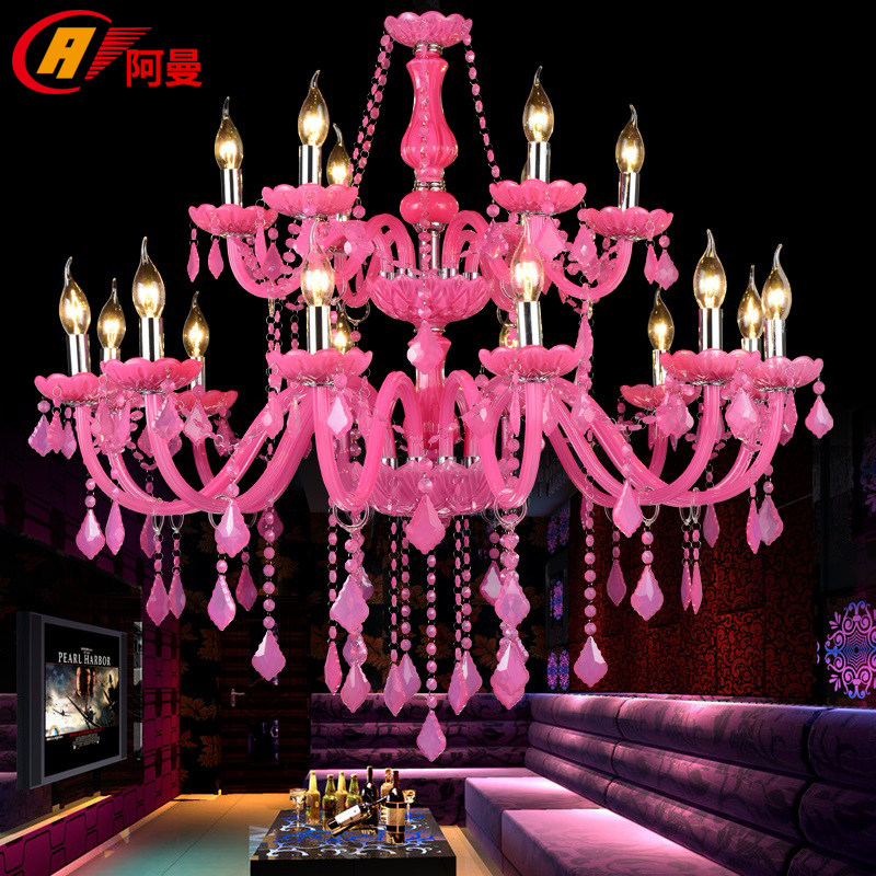 欧式吊灯女孩儿童房卧室粉色水晶灯美容院餐厅装饰ktv酒吧灯具,家装灯饰光源,客厅吊灯,淘宝优惠券,粉丝福利购,淘宝优惠卷