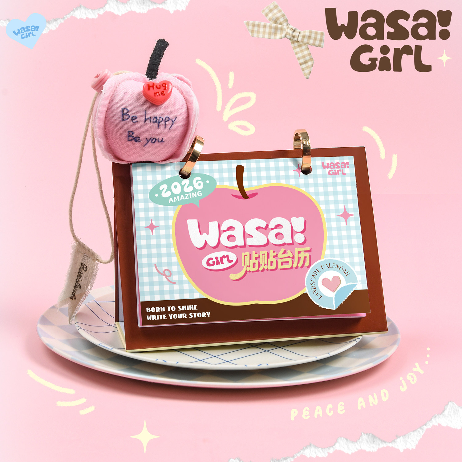 [哇塞女孩 WASAI girl]2026年新款哇塞女孩贴贴计划月历台历礼盒装简约贴纸趣味日历创意桌面摆件高颜值活扣,文具电教/文化用品/商务用品,台历,淘宝优惠券,粉丝福利购,淘宝优惠卷