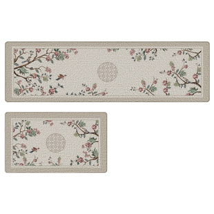 厨房防水防油地毯国风花鸟可擦洗脚垫长条垫子 大江地垫新中式