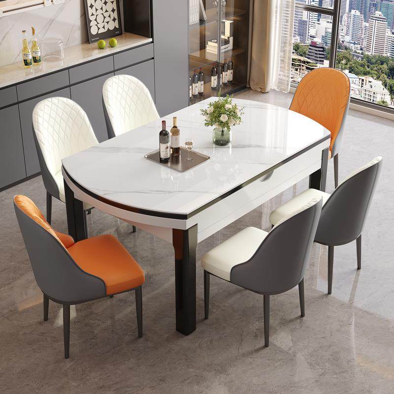 轻奢岩板餐桌椅组合现代简约家用小户型可变圆桌折叠伸缩实木餐桌,住宅家具,岩板餐桌,淘宝优惠券,粉丝福利购,淘宝优惠卷