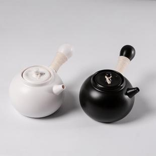 陶瓷烧水壶白泥壶泡茶壶提梁侧把壶功夫煮茶器电陶炉陶壶家用单壶