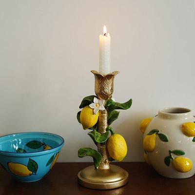 【烛台】出口欧式柠檬树脂高档烛台夏日水果蜡台 派对烛光晚餐