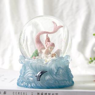 美人鱼水晶球公主玻璃球摆件女童少女心创意生日礼物送女生情人节