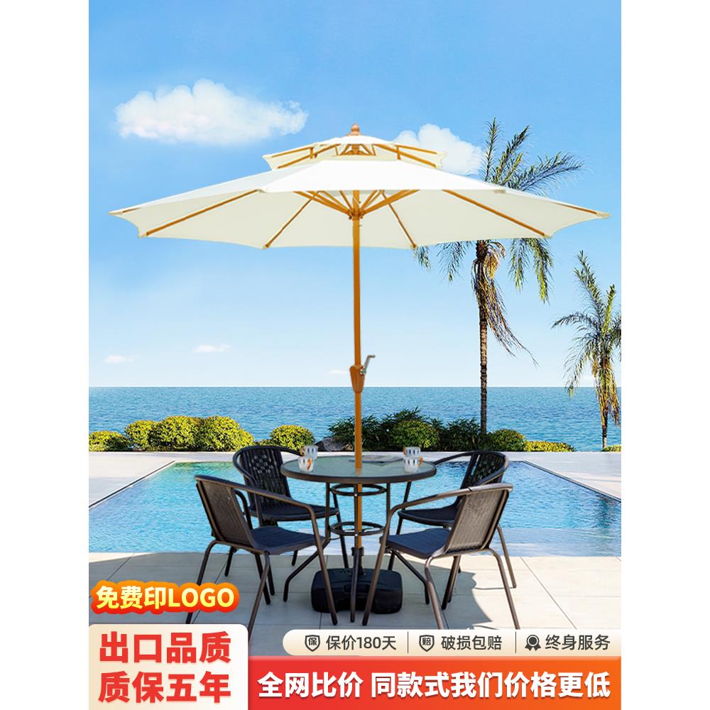 户外遮阳伞庭院伞别墅花园中柱伞桌椅组合露天阳台室外摆摊太阳伞
