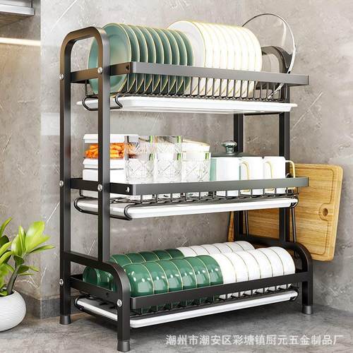 台面碗碟收纳架多功能厨房碗架沥水架放碗盘碗柜家用碗筷盒置物架