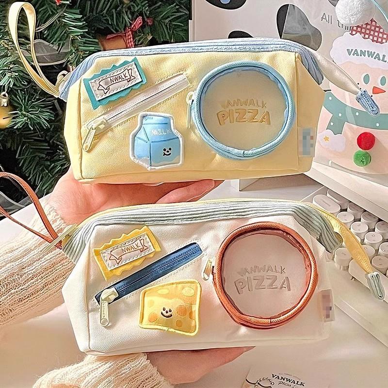 【旗舰店正品】痛包文具袋可爱撞色拼接笔袋高颜值ins风大容量女生盒食物铅笔盒