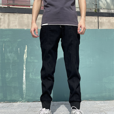 美式复古风黑色牛仔裤