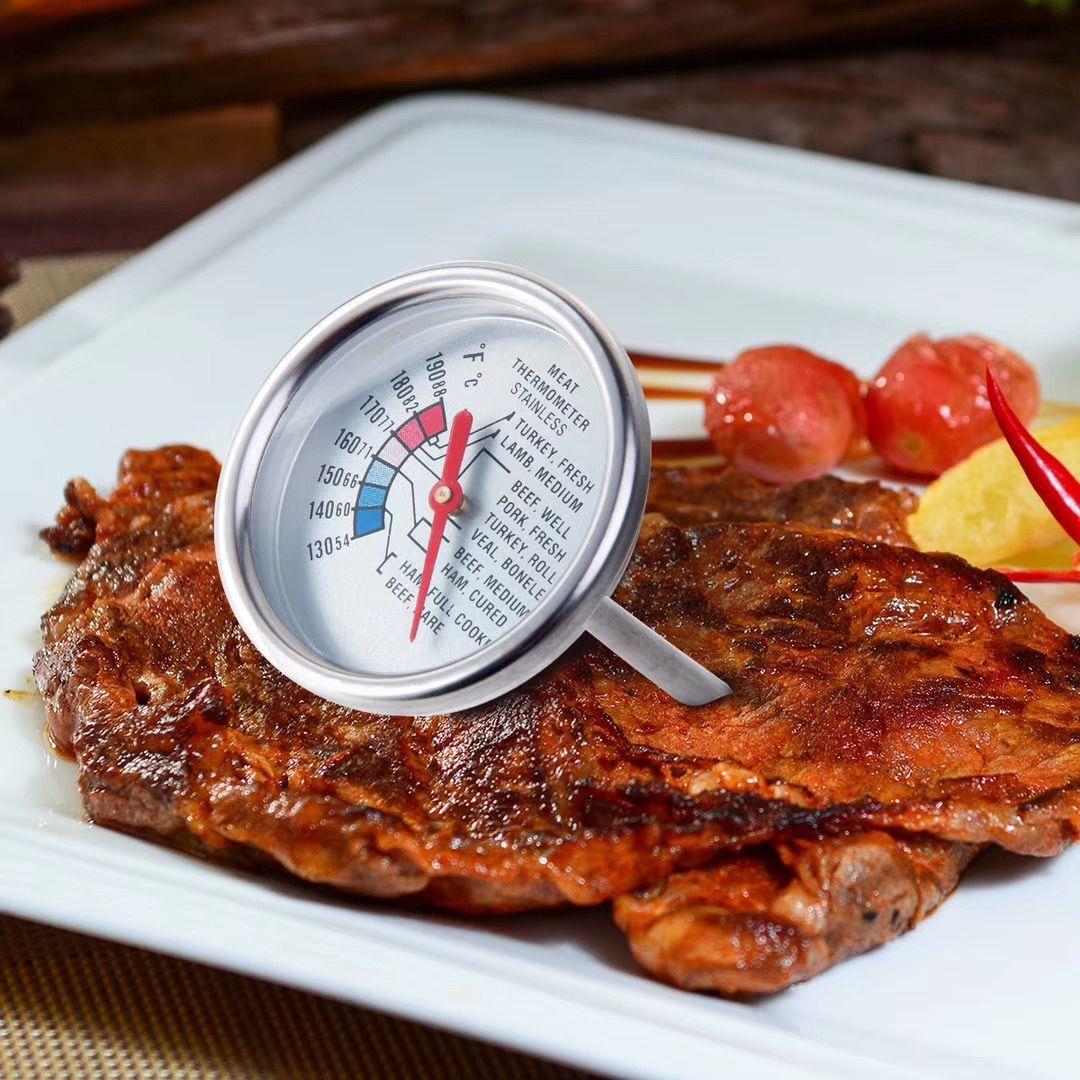 高精度超大表盘温度表不锈钢食品烤肉温度计精准探针式烧烤温度计