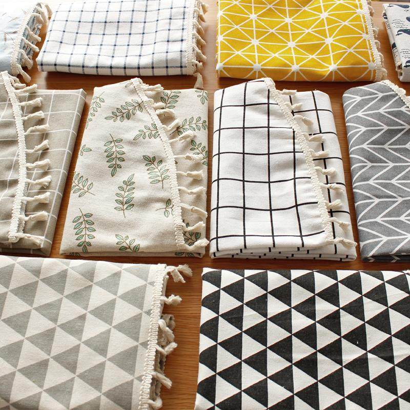 北欧ins格子桌布简约棉麻风书桌茶几布餐桌布艺小清新长方形圆布,居家布艺,桌布,淘宝优惠券,粉丝福利购,淘宝优惠卷