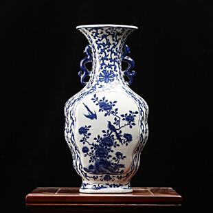 陶瓷器青花仿古花瓶摆件客厅博古架酒柜家居复古装 新古典中式 饰品