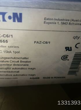 伊顿EATON断路器： FAZ-C6/1 1P 6A UL认议价也可维修
