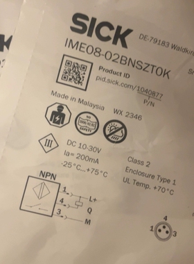 议价西克SICK接近开关IME08-02BNSZTOK，马来西亚
