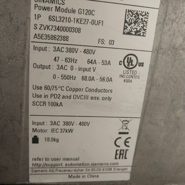 西门子变频器6SL3210-1KE27-0UF1议价
