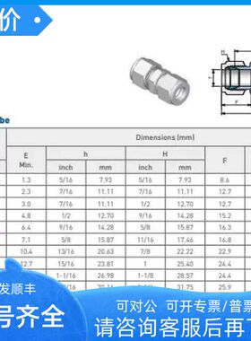 UU-M12UNIL316锈钢卡套管联合直通12MM卡套接口