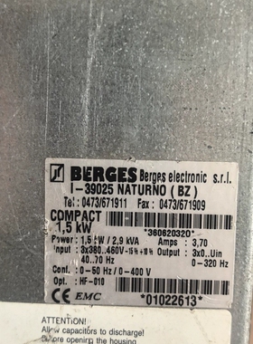 BERGES 1.5KW 变频器，实物图片，【议价】