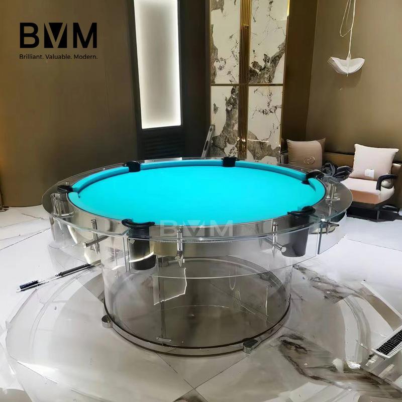 bvm台球桌圆形钢化透明玻璃高端家用商用会所黑八标准成人桌球台