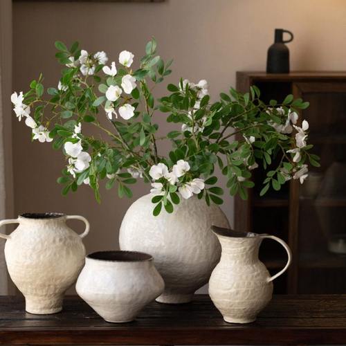 镧林侘寂风复古手工陶瓷花瓶客厅插花民宿酒店装饰高级感花器皓羽